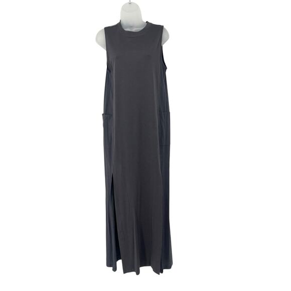 Lunya Cool Maxi Dress Meditative Grey Sleeveless Slit Pockets XS NWOT Designer - Picture 5 of 10